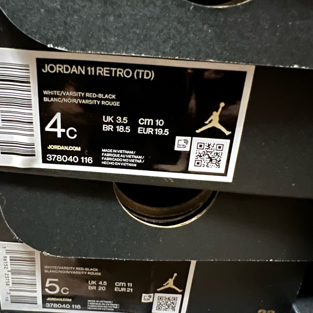SHIPS NOW! TD Air Jordan 11 XI white varsity red Cherry 378040-116 size 4c - 10c - Picture 5 of 12